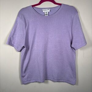 Pendleton Vtg Silk Blend Knit Short Sleeve Top Lavender Purple Size L